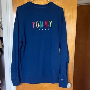 Tommy Hilfiger Navy Crewneck with Multicolor Logo